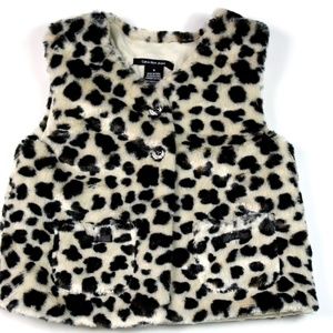 Calvin Klein Girls Vest Faux Fur Animal Print Sz 6